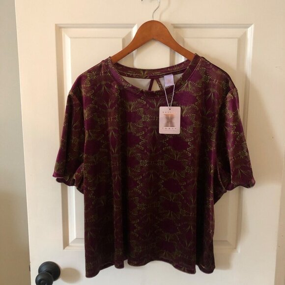 NWT Women's Plus Size 2X Savage X Fenty Velvet Pop Over Top Short Sleeve Loungew - Picture 8 of 12